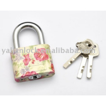 flower painted side round padlock